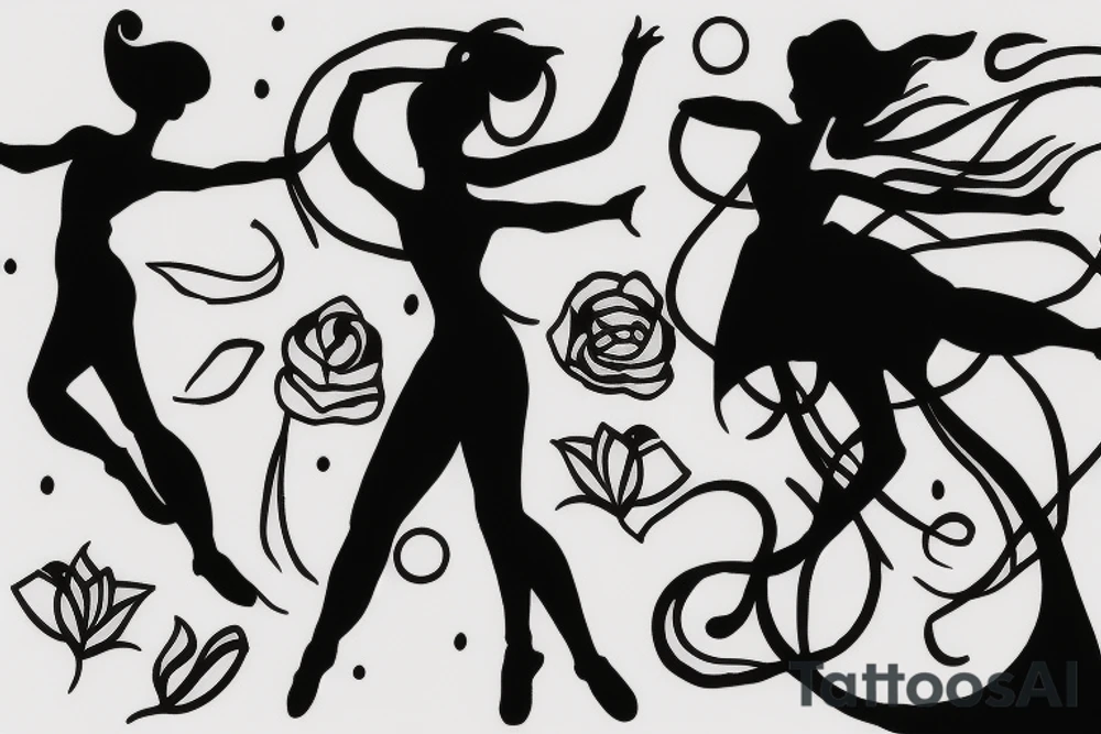 Dancing woman outline tattoo idea