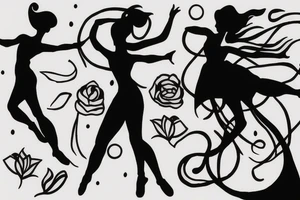 Dancing woman outline tattoo idea