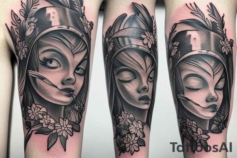 Sword and flower tattoo idea