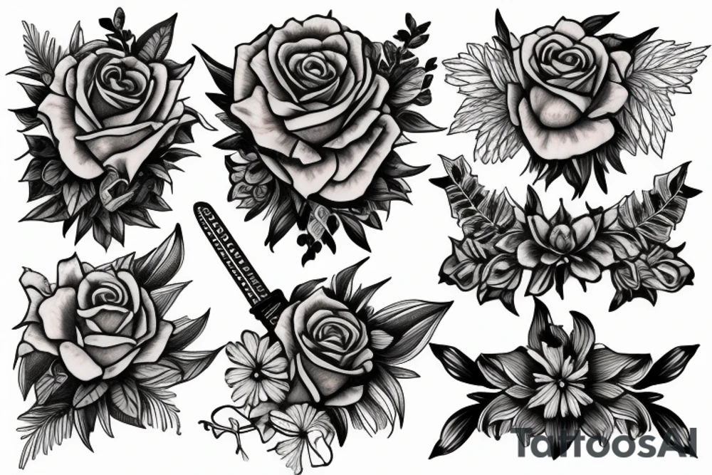 Sword and flower tattoo idea
