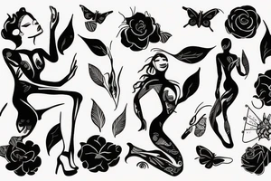 Woman body tattoo idea