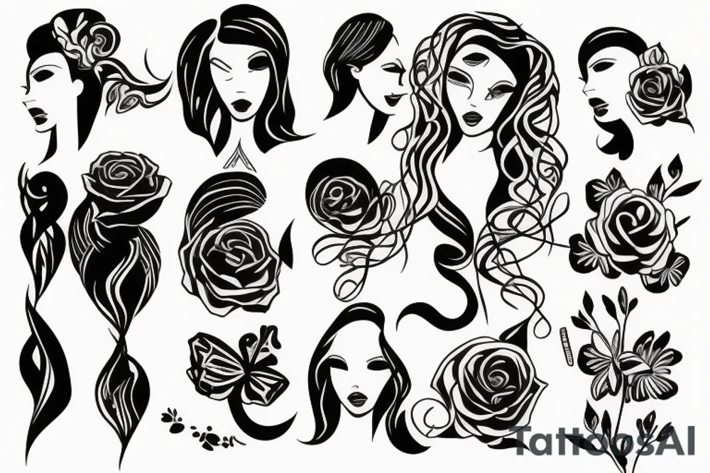 Woman body tattoo idea
