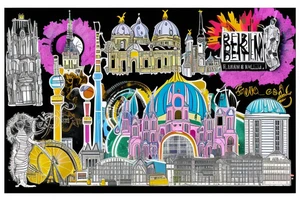 Berlin germany skyline , colorful tattoo idea