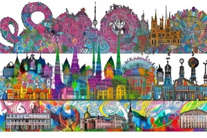 Berlin germany skyline , colorful tattoo idea