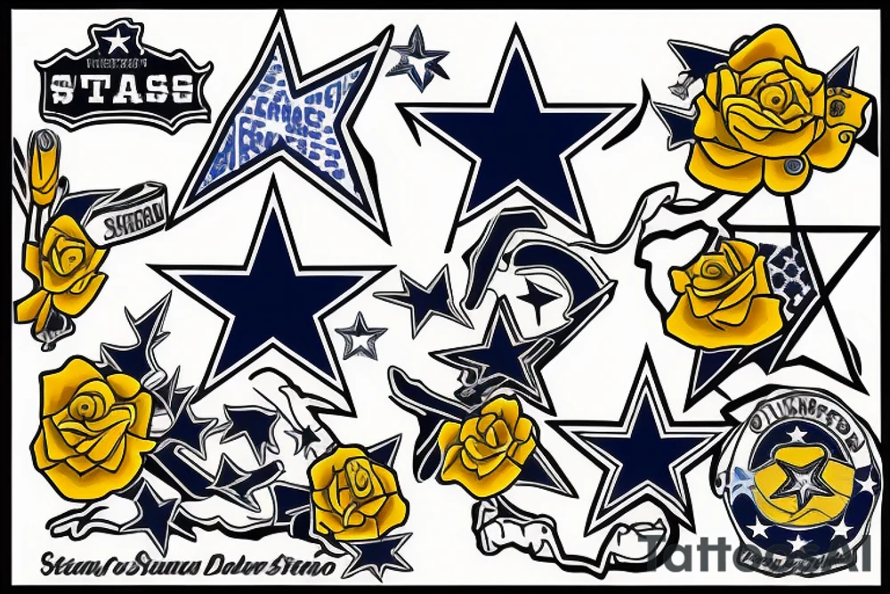State of texas, Dallas cowboys star, San Antonio spurs logo, bluebonnet, yellow rose, armadillo, the alamo tattoo idea