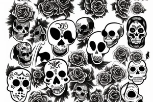 Grim reaper and souls and dia de los muertos tattoo idea