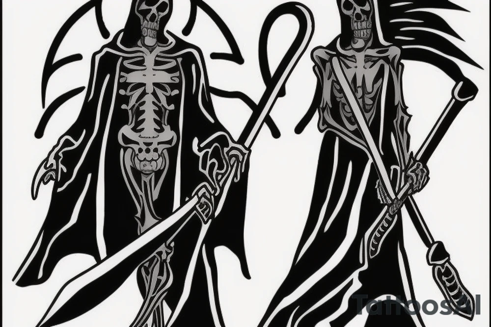 Full body Grim reaper, souls, scythe tattoo idea