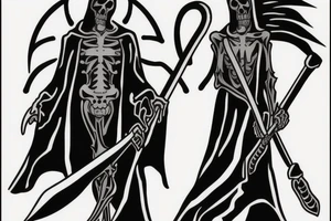 Full body Grim reaper, souls, scythe tattoo idea