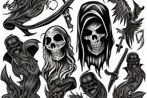 Full body Grim reaper, souls, scythe tattoo idea