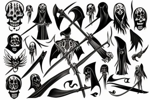 Full body Grim reaper, souls, scythe tattoo idea