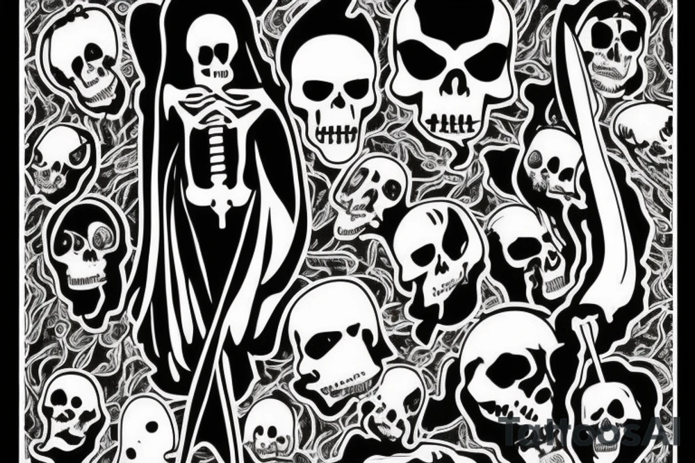 Full body Grim reaper, souls, scythe tattoo idea