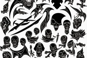 Full body Grim reaper, souls, scythe tattoo idea