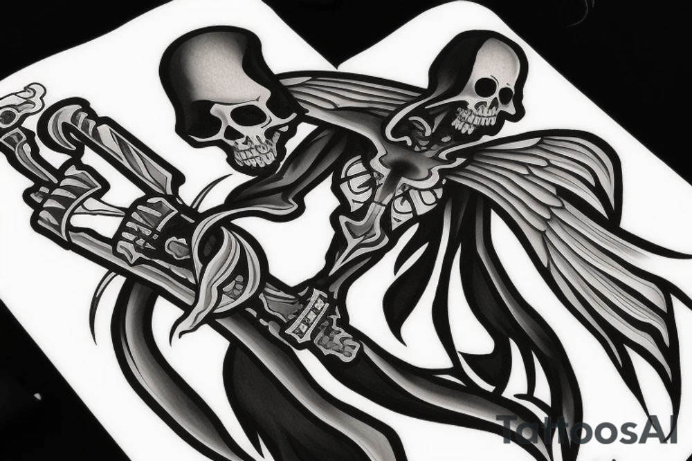 Full body Grim reaper, souls, scythe tattoo idea Full body Grim reaper, souls, scythe tattoo idea