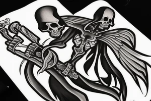 Full body Grim reaper, souls, scythe tattoo idea