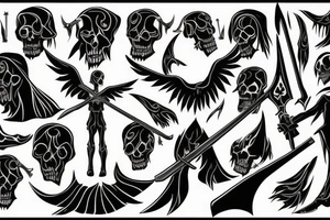 Full body Grim reaper, souls, scythe tattoo idea