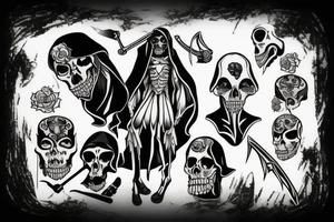 Full body Grim reaper, souls, scythe tattoo idea
