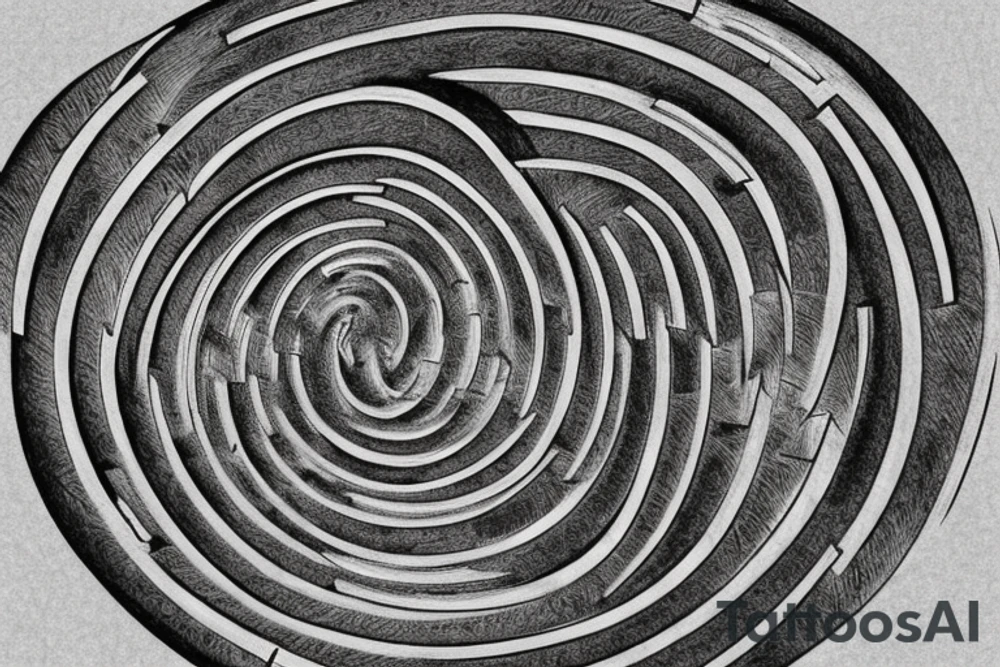 The tattoo is placed on the left side of the bearer's ribs, horizontally aligned with the natural curves of the body. It covers an area of approximately 3 inches in width and 2 inches in height, ensuring it's not too big and maintains a discreet yet impactful presence.

The design consists of an intricate labyrinth, meticulously crafted with clean, fine lines, creating an artistic contrast against the skin. The labyrinth's layout is symmetrical, with a central entrance leading to a series of interconnected paths that branch out in a mesmerizing and symmetrical pattern.

The lines of the labyrinth are drawn in a dark, minimalist black ink, providing a bold and timeless look. The black ink subtly accentuates the tattoo while blending harmoniously with the bearer's skin tone, ensuring it remains a tasteful and intriguing piece of art.

The labyrinth symbolizes the complexities of life and the various choices and paths one encounters. It serves as an intriguing reflection of the bearer's desire for control and manipulation, encapsulating the nuances of human agency and power.

The bearer's desire for control is further emphasized through the use of a subtle optical illusion within the labyrinth design. Certain sections of the labyrinth appear to be strategically darker, creating an illusion of depth and shadows, symbolizing the hidden layers of control and manipulation in life's intricate tapestry.

The minimalist nature of the tattoo allows it to be both elegant and discreet. Its placement on the ribs not only adds an intimate touch but also accentuates the tattoo's significance, reminding the bearer of their inner strength and ability to navigate life's challenges with poise and determination.

Overall, the minimalist labyrinth tattoo offers a thought-provoking and visually captivating representation of the complexities and nuances of human agency and power. tattoo idea