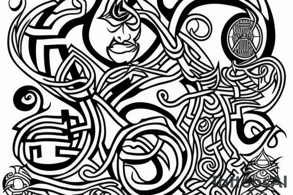 minimalist labyrinth design in dark black ink. tattoo idea minimalist labyrinth design in dark black ink. tattoo idea