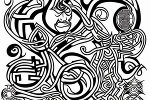 minimalist labyrinth design in dark black ink. tattoo idea