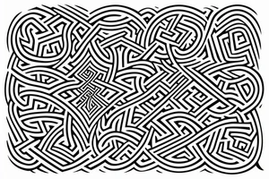 minimalist labyrinth design in dark black ink. The symmetrical pattern represents life's complexities and the bearer's desire for control and manipulation. tattoo idea