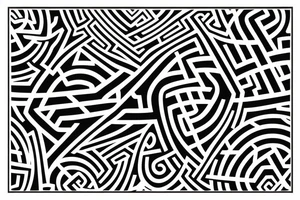 minimalist labyrinth design in dark black ink. The symmetrical pattern represents life's complexities and the bearer's desire for control and manipulation. tattoo idea