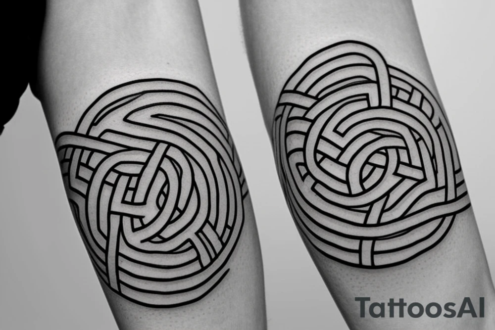 Minimalist intricate, interlocking labyrinth tattoo idea