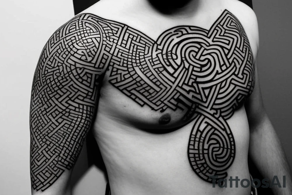 Minimalist intricate, interlocking labyrinth on ribs tattoo idea Minimalist intricate, interlocking labyrinth on ribs tattoo idea