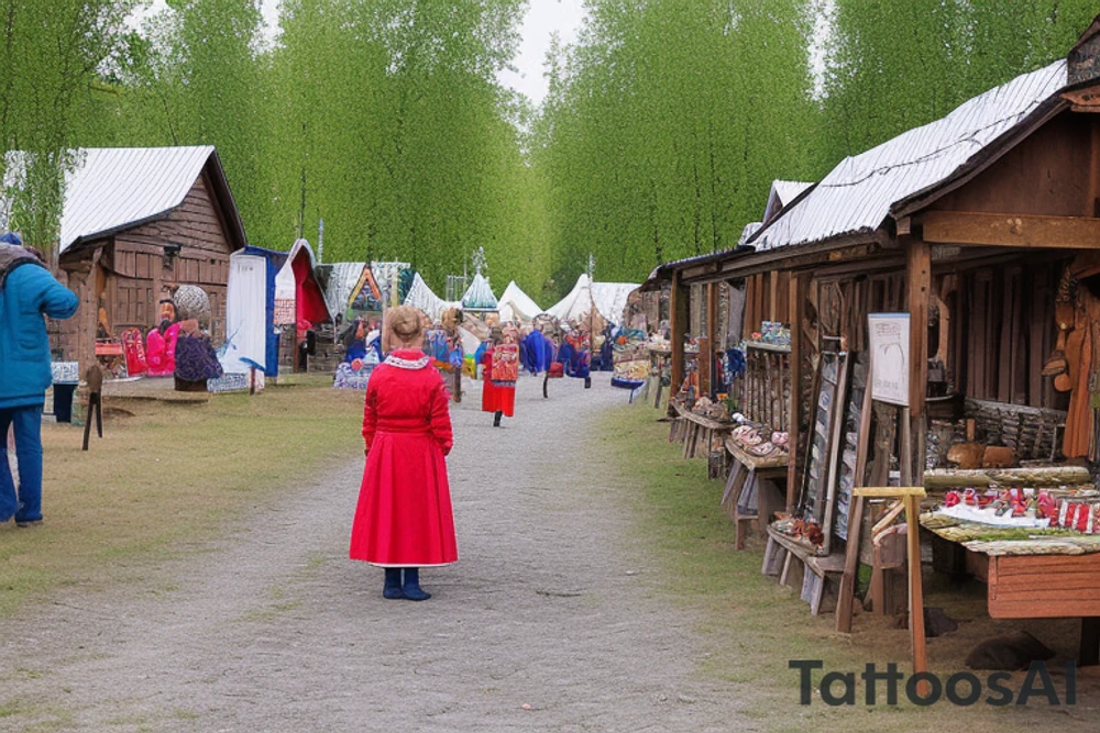Fairs in the village of Semenovskoye were famous throughout the Kostroma province. On Sunday, the old village flaunts in all its fair decoration, standing at the crossroads of old roads.

On the counters, the zozyayeva laid out their goods: arches, shovels, birch barks, painted rolls, children's whistles, sieves. But most of all, perhaps, bast shoes, and therefore the name of the village is Semenovskoye-Lapotnoye. And in the center of the village the church is squat, strong.

Noisy, ringing talkative fair. Human melodious dialect merges with bird hubbub; the jackdaws on the bell tower staged their fair. tattoo idea