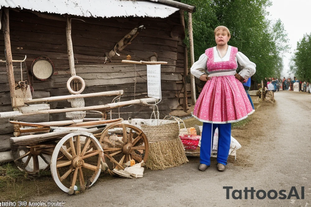 Fairs in the village of Semenovskoye were famous throughout the Kostroma province. On Sunday, the old village flaunts in all its fair decoration, standing at the crossroads of old roads.

On the counters, the zozyayeva laid out their goods: arches, shovels, birch barks, painted rolls, children's whistles, sieves. But most of all, perhaps, bast shoes, and therefore the name of the village is Semenovskoye-Lapotnoye. And in the center of the village the church is squat, strong.

Noisy, ringing talkative fair. Human melodious dialect merges with bird hubbub; the jackdaws on the bell tower staged their fair. tattoo idea