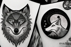 Nordic. one wolf chasing the sun 
one wolf chasing the moon tattoo idea