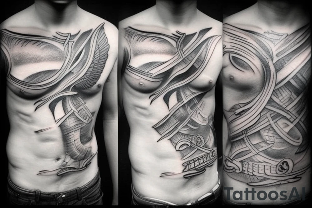 Greek gods rib tattoo realism tattoo idea