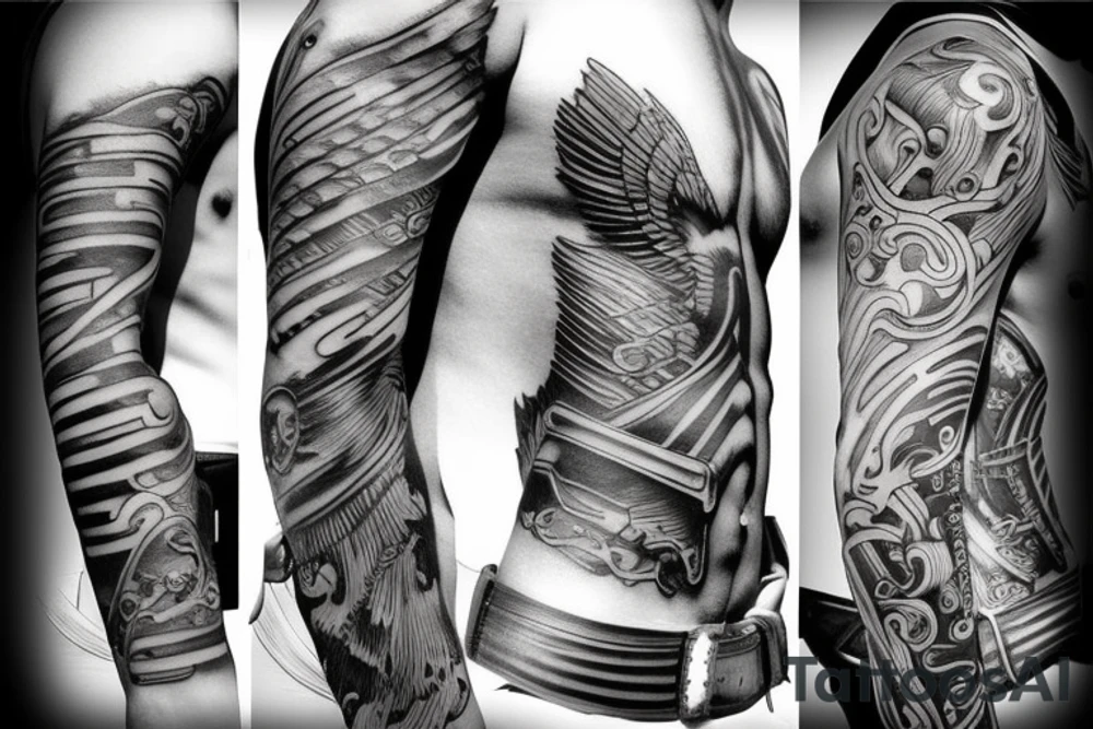 Greek gods rib tattoo realism tattoo idea