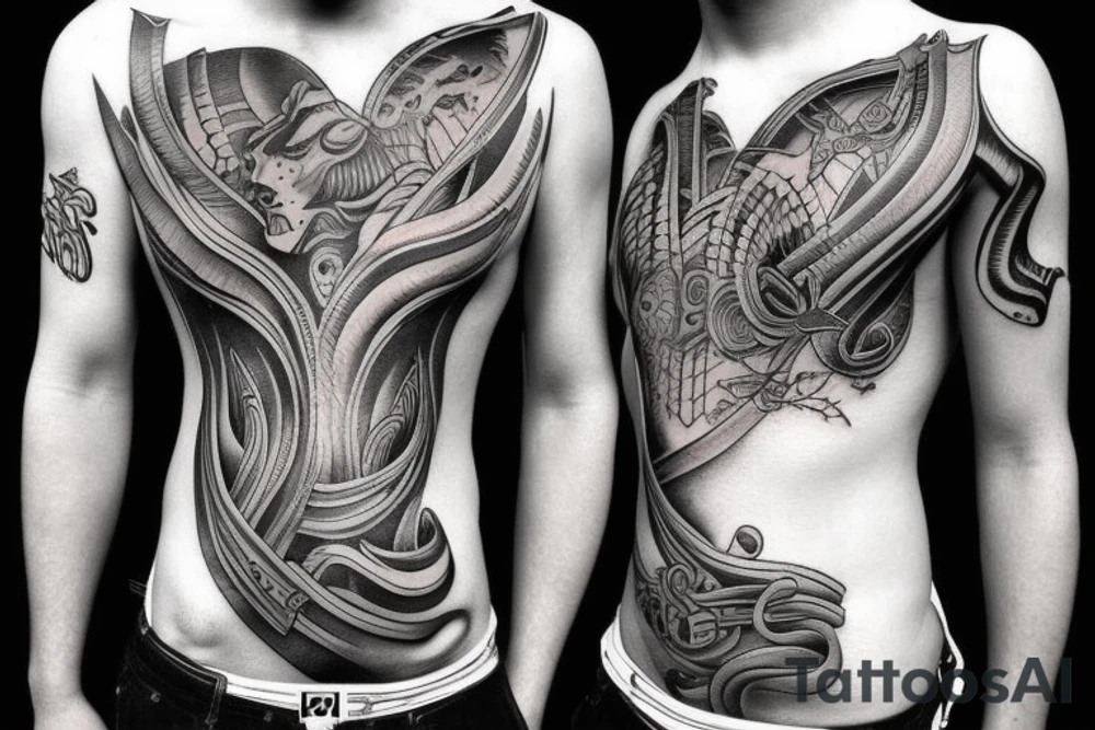 Greek gods rib tattoo realism tattoo idea