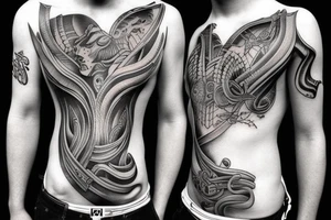 Greek gods rib tattoo realism tattoo idea