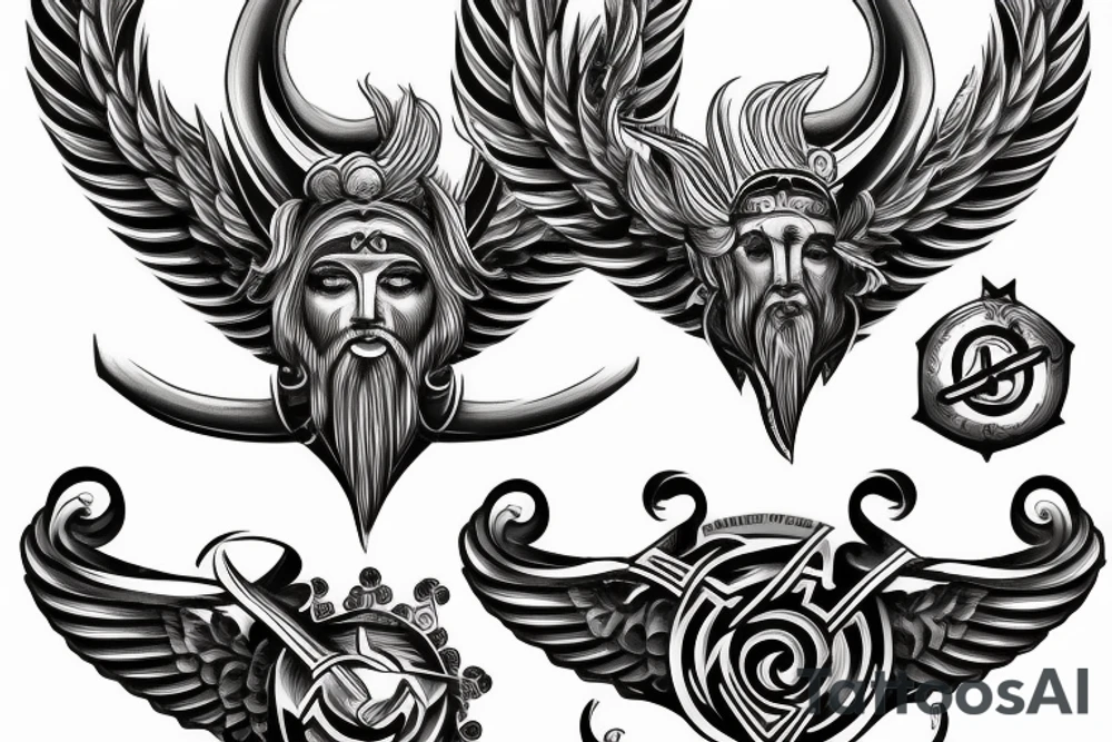 Rib tattoo for men with Greek gods and Ancient Greek symbolism tattoo idea