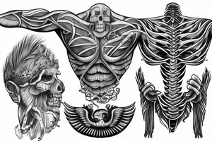 Rib cage tattoo for men with Greek gods and Ancient Greek symbolism on ribs tattoo idea