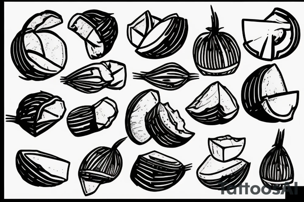 coconut one line tattoo idea
