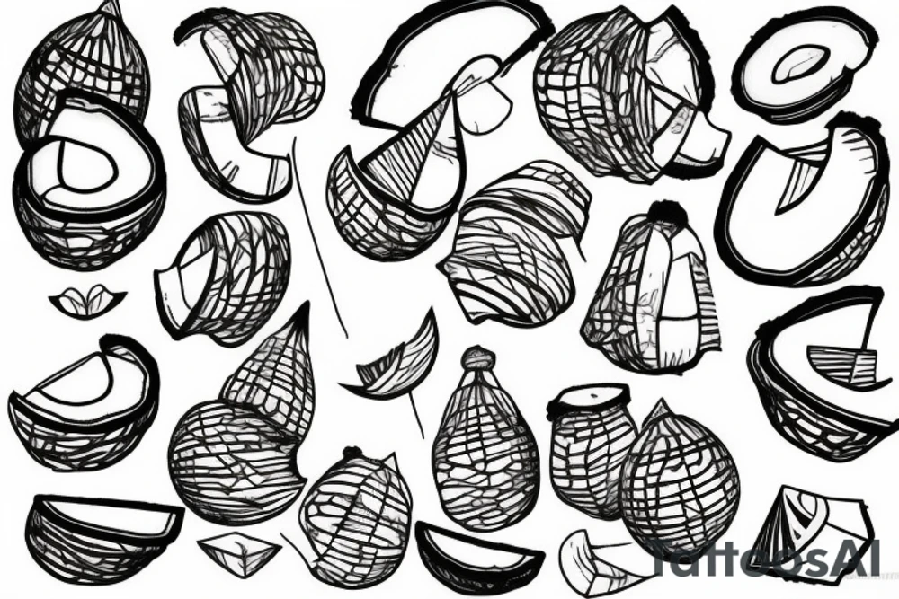 coconut one line tattoo idea
