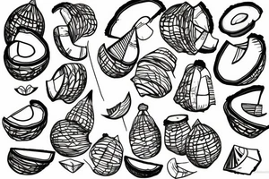 coconut one line tattoo idea