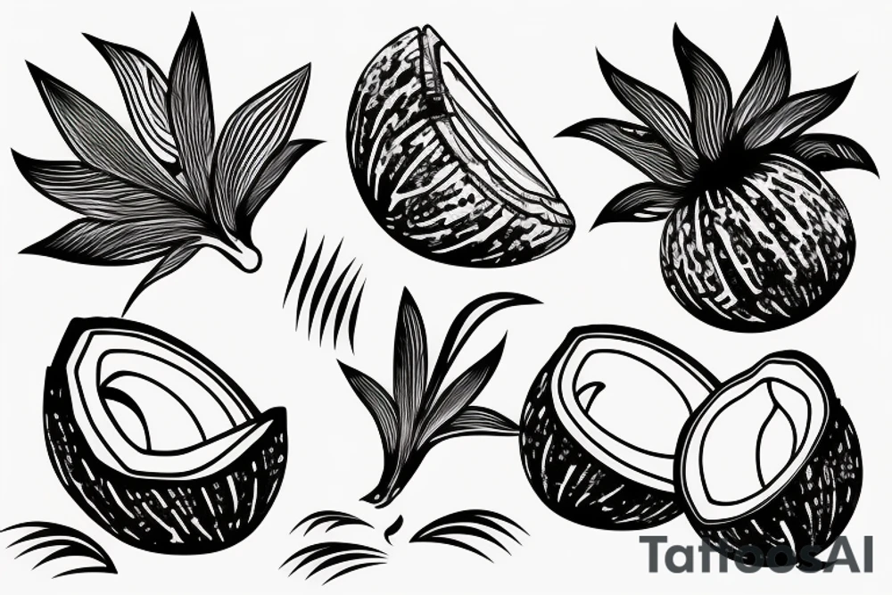 coconut one line tattoo idea