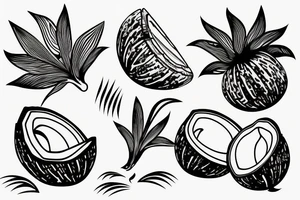 coconut one line tattoo idea