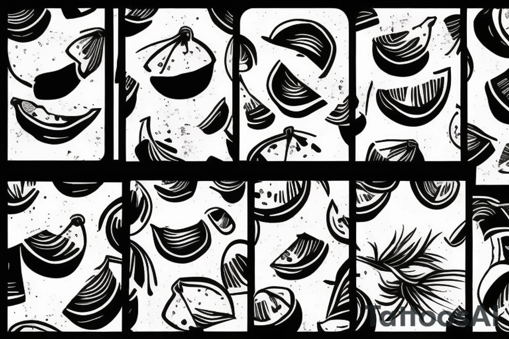 coconut one line tattoo idea
