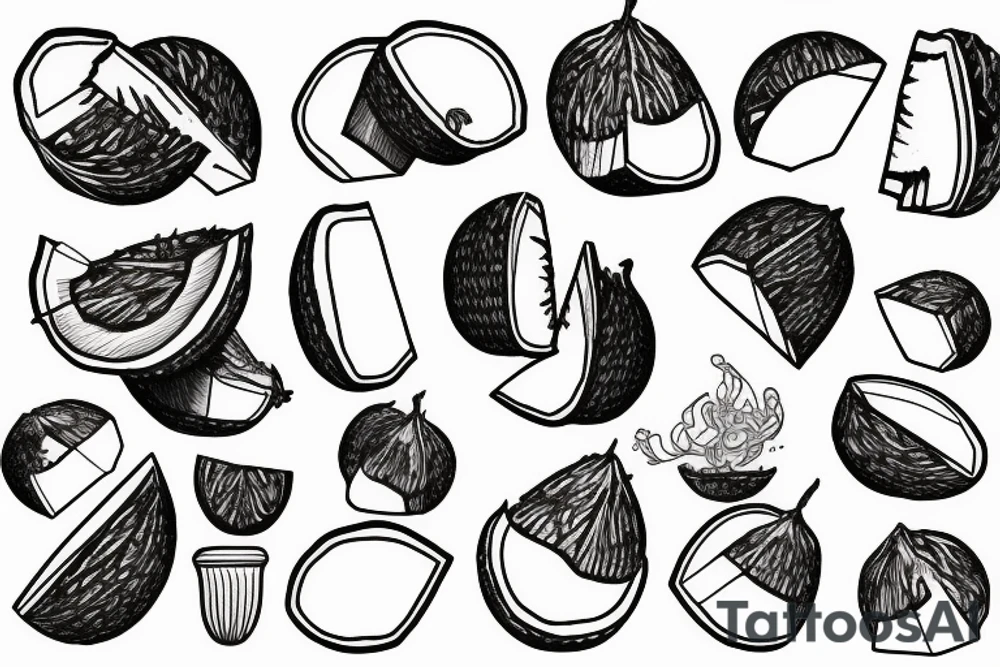 coconut one line tattoo idea