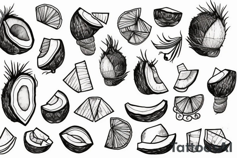 coconut one line tattoo idea