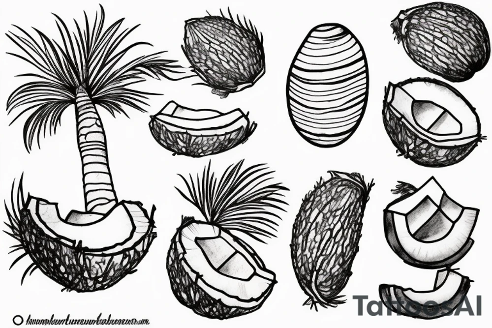 coconut one line tattoo idea