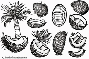 coconut one line tattoo idea