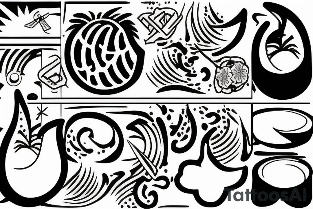 coconut one line tattoo idea