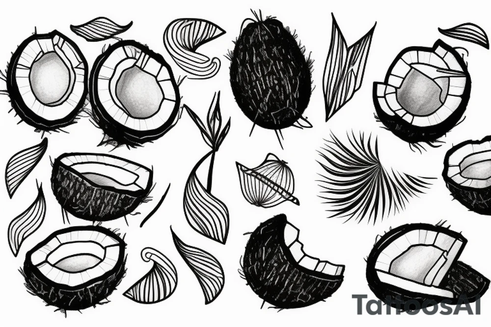 coconut one line tattoo idea