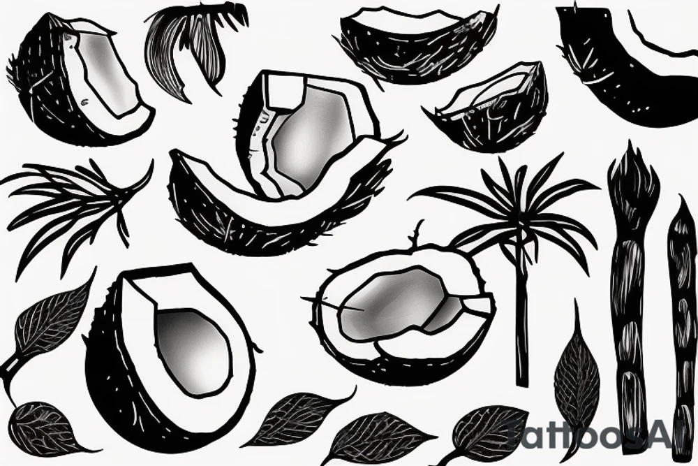 coconut one line tattoo idea