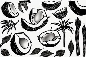 coconut one line tattoo idea